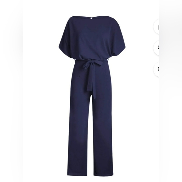 Womens Jumpsuit Belted Wide Leg Romper with Pockets! Large - Picture 2 of 4